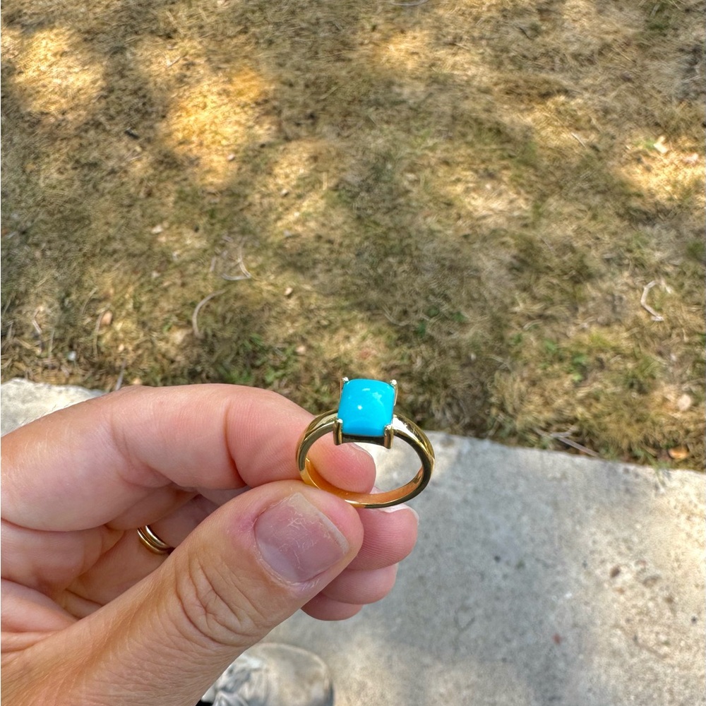 Sterling Silver Gold Plated Ring with Turquoise Stone